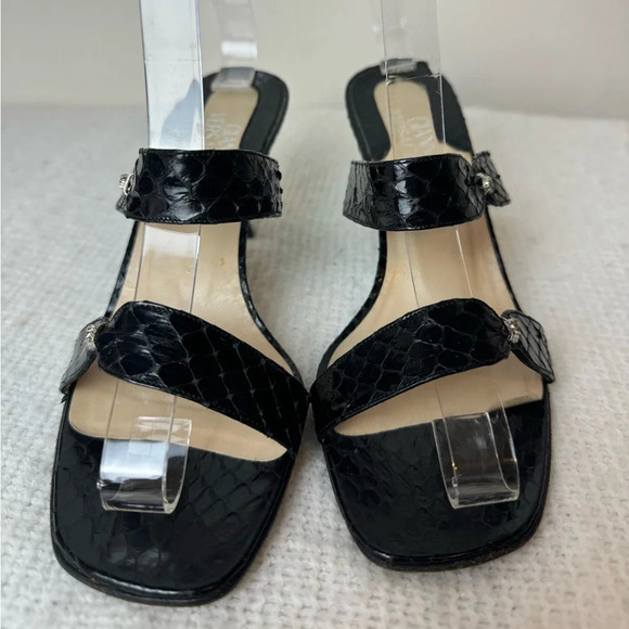Vintage Gianni Versace Black Snakeskin Sandals 5.5 - Picture 1 of 7